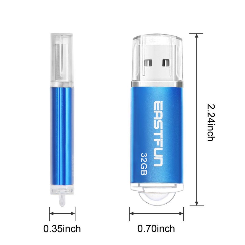 EASTFUN 32GB USB 2.0 Flash Drive Memory Stick Thumb Drive, 4 Pack (4x32GB) Colors (Gold Purple Blue Green) - Image 3